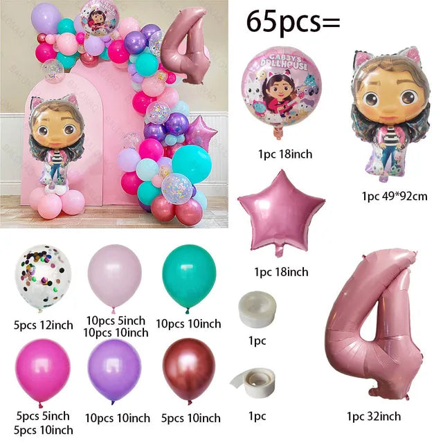 1 juego de globos de látex con forma de gato para casa de muñecas Gabby, decoración para fiestas de cumpleaños infantiles, suministros para baby shower, globos de helio para niños 