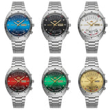 Relógio masculino automático vintage com calendário perpetuo em aço inoxidável