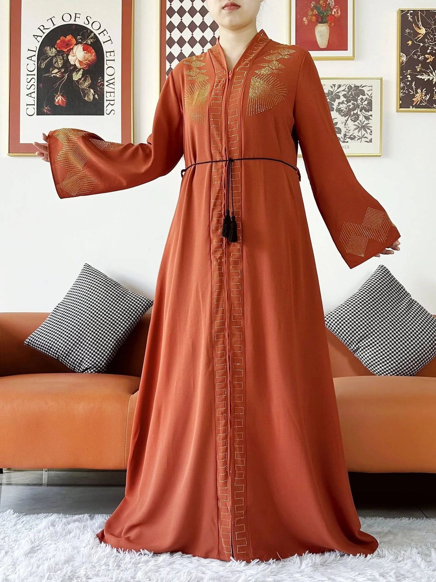Vestido elegante de gasa para mujer, abaya abierta con cremallera, ropa musulmana, cárdigan islámico, abaya, nuevo