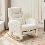Anajqaqia Rocking Chair, Recliner, Living Room Chair with Armrests, Upholstered, Accent Chair for Bedroom, White Teddy Fabric