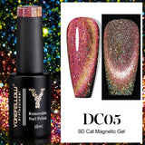 Esmalte de uñas en gel YOKEFELLOW Cat Eye de 10 ml, esmalte de uñas magnético plateado, esmalte de uñas en gel profesional para manicura DIY.