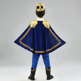 Boy's King Prince Cosplay Costume Prince Crown Scepter Cloak Royalty Suit Halloween Birthday Carnival Costumes Fancy Dress Up