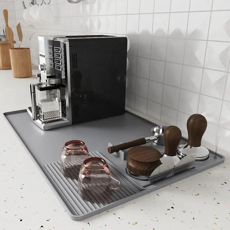 Home Coffee Machine Table Mat Anti-slip Silicone Coffee Mat Tamper Holder Station Cup Drainer Barista Coffee Accessories