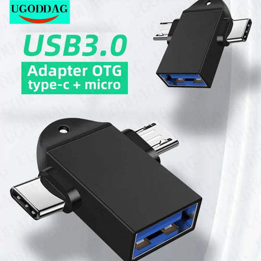 Adaptador OTG tipo C 2 en 1, adaptador Micro USB a USB C, lector de unidad flash para teléfono móvil, conector de ratón, convertidor de cable USB