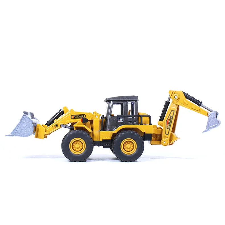 2 in 1 Toys for Boys Alloy Tractor Kids Excavator Bulldozer Miniature Truck Model Diecast Engineering Vehicle Children Gifts