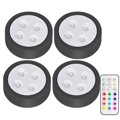 1-5 pces sem fio sob o armário luzes led para cozinha rgb mudança de cor puck luz da noite controle remoto lâmpada do armário bateria