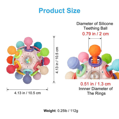 Baby Toys 0 12 Months Rotating Rattle Ball Grasping Activity Baby Development Toy Silicone Teether Sensory Toys for Babies Gifts