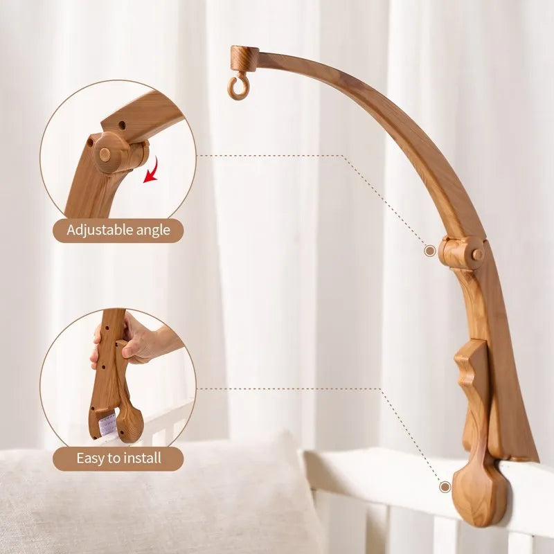 Crib Mobile Bed Bell Wooden Baby Rattles Soft Felt Cartoon Animal Bed Bell Newborn Music Box Hanging Toy Crib Bracket Baby Gifts