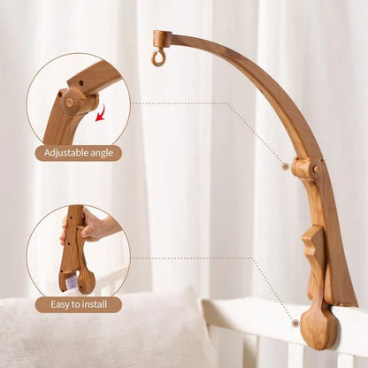 Crib Mobile Bed Bell Wooden Baby Rattles Soft Felt Cartoon Animal Bed Bell Newborn Music Box Hanging Toy Crib Bracket Baby Gifts