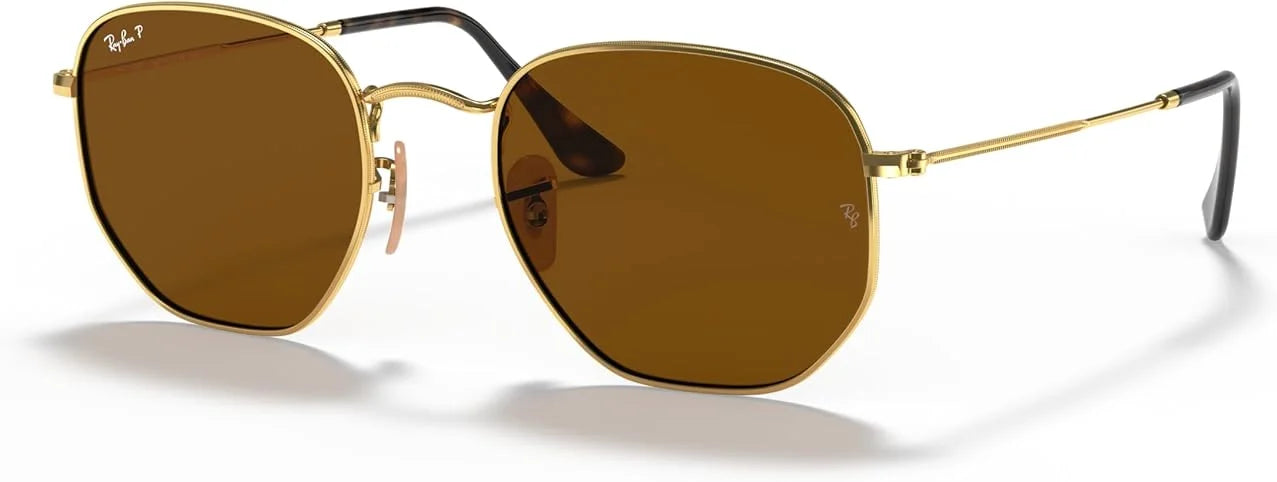 Rayban original Hexagonal 3548 Sunglasses Classic Round, Circular Sun Glasses with Gold Trim in box