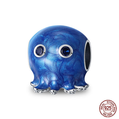 Ocean Series - Original Genuine 925 Sterling Silver Turtle Crab Mermaid Charm Beads Suitable for 3mm Bracelet DIY Making Pendant