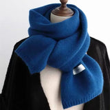 Winter Knitting Scarf Men Women Fastener Thermal Neck Warmer Solid Fleece Keep Warm Scarf Thickening Windproof Neck Cover
