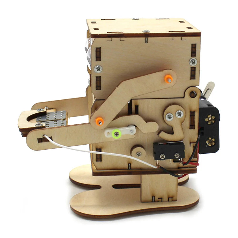 DIY Robot Eating Coin Wood Model Teaching Learning Stem Project Kit for Science Experiment Education Toy Wooden Assemble Kit