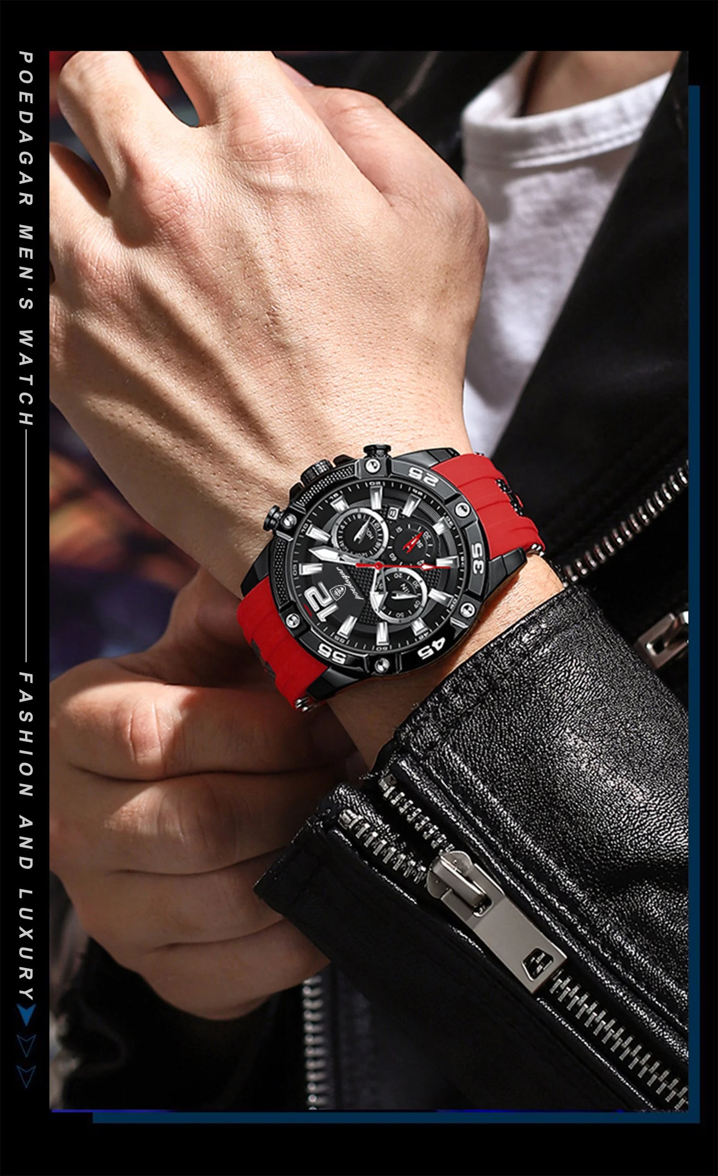 POEDAGAR Luxury Casual Men Watch Waterproof Luminous Chronograph Date Man Wristwatch High Quality Military Quartz Men's Watches