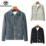 New Spring Autumn Men Outdoor Leisure Windbreak Lapel Jacket Men Solid Color Fashion Style Brand Loose Jacket Coat Male Clothing