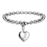 925 Pulseiras de Prata Esterlina com Coração Nobre para Mulheres, 26 Letras Corrente, Marca Designer de Moda, Festa de Casamento, Joias, Novo