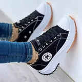 Spring and Autumn New Women's Luxury Designer Thick-Soled Sneakers 2024 Ladies Canvas Denim Casual Lace-Up Skateboard Tennis Shoes