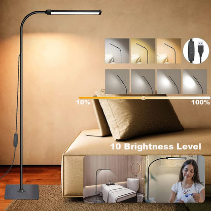 Lâmpada de assoalho led para sala estar ajustável pescoço ganso suporte luz regulável interior quarto em pé luz leitura decoração escritório