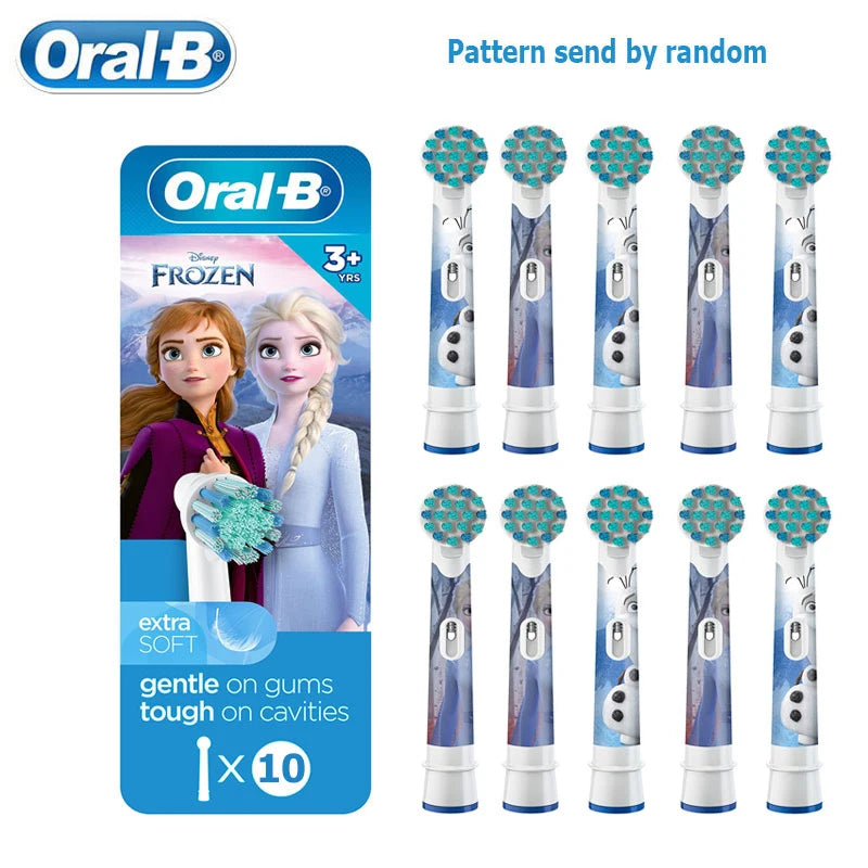 Recambio de cabezales de repuesto para cepillo de dientes eléctrico Oral B EB10 Kids, con cerdas suaves y cabezal redondo pequeño, ideal para limpieza dental de Spiderman y Frozen.
