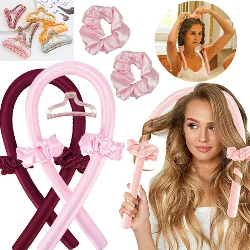 Heatless Curling Rod Headband, Sem Calor, Cachos De Seda, Fita De Cabelo Rolos, Dormir, Soft Headband, Acessórios De Cabelo Preguiçoso