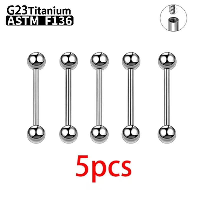 1/5/10pcs G23 Titanium External Internal thread Piercing Jewelry 14G 16G Long Industrial Sexy Barbell Barbell Ring Tongue