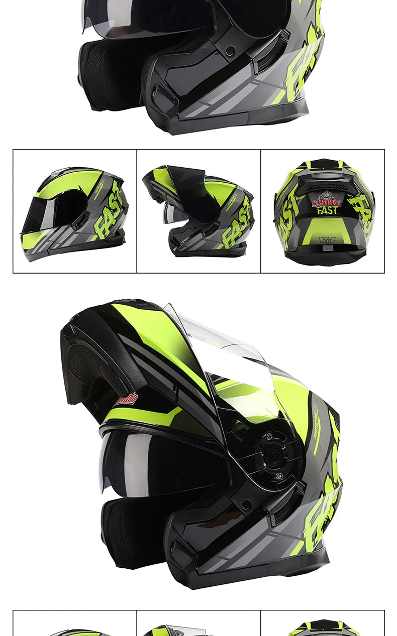 BLD Modular Motorcycle Full Face Helmet ECE Flip-up Double Anti-Fog Visor Purple Bird Sport Design In Stock Adult Men and Women