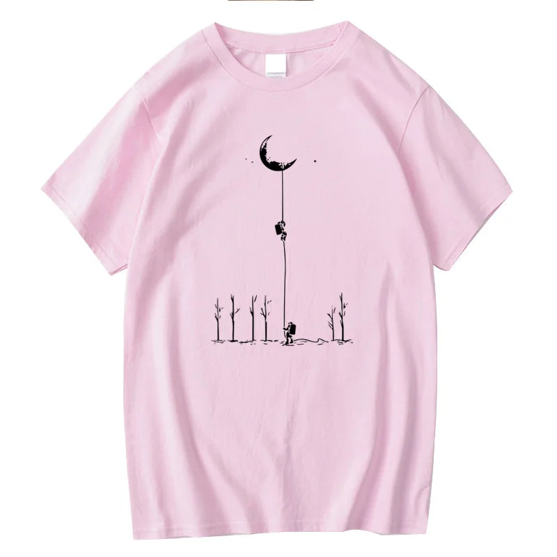 Summer Men's High Quality 100% Cotton Cool Funny Astronaut Print Casual Loose O-neck for Men T-shirt Male T-shirt Hip Hop Tee