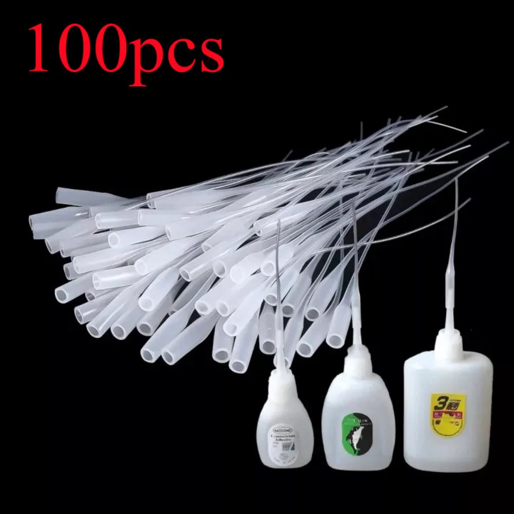 100pc plástico cola inferior dicas descartáveis micro dicas caindo bocal do tubo para 502 mangueira de borracha cola extensor aplicador de precisão