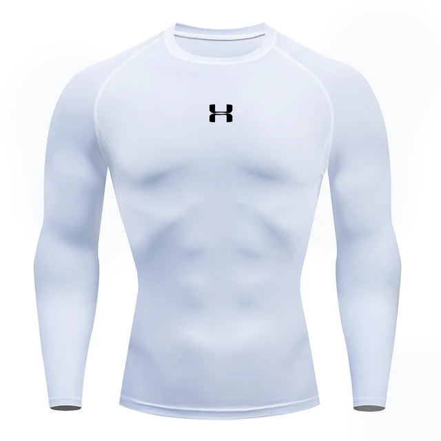 Homens correndo compressão camiseta mangas compridas esporte t ginásio de fitness moletom masculino jogging treino homme camisa atlética topos