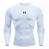Homens correndo compressão camiseta mangas compridas esporte t ginásio de fitness moletom masculino jogging treino homme camisa atlética topos