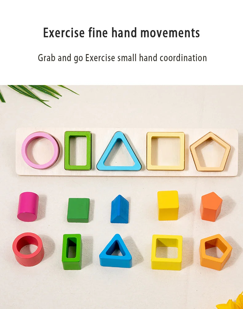 Bloques de desarrollo de inteligencia para bebés, juguetes de madera para combinar en la educación temprana, color y cognición de formas, educación Montessori