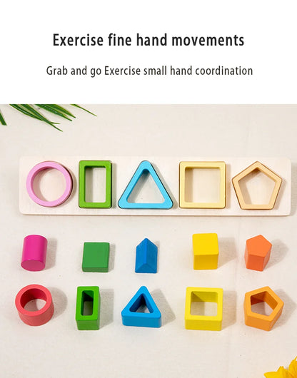 Bloques de desarrollo de inteligencia para bebés, juguetes de madera para combinar en la educación temprana, color y cognición de formas, educación Montessori