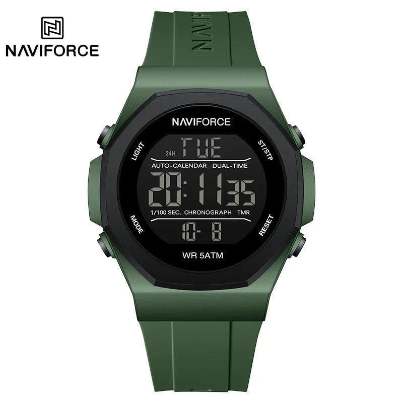NAVIFORCE NF7117 Sports Watch for Men 5ATM Waterproof Multifunction Electronic Watch Men's LCD Digital Wristwatch