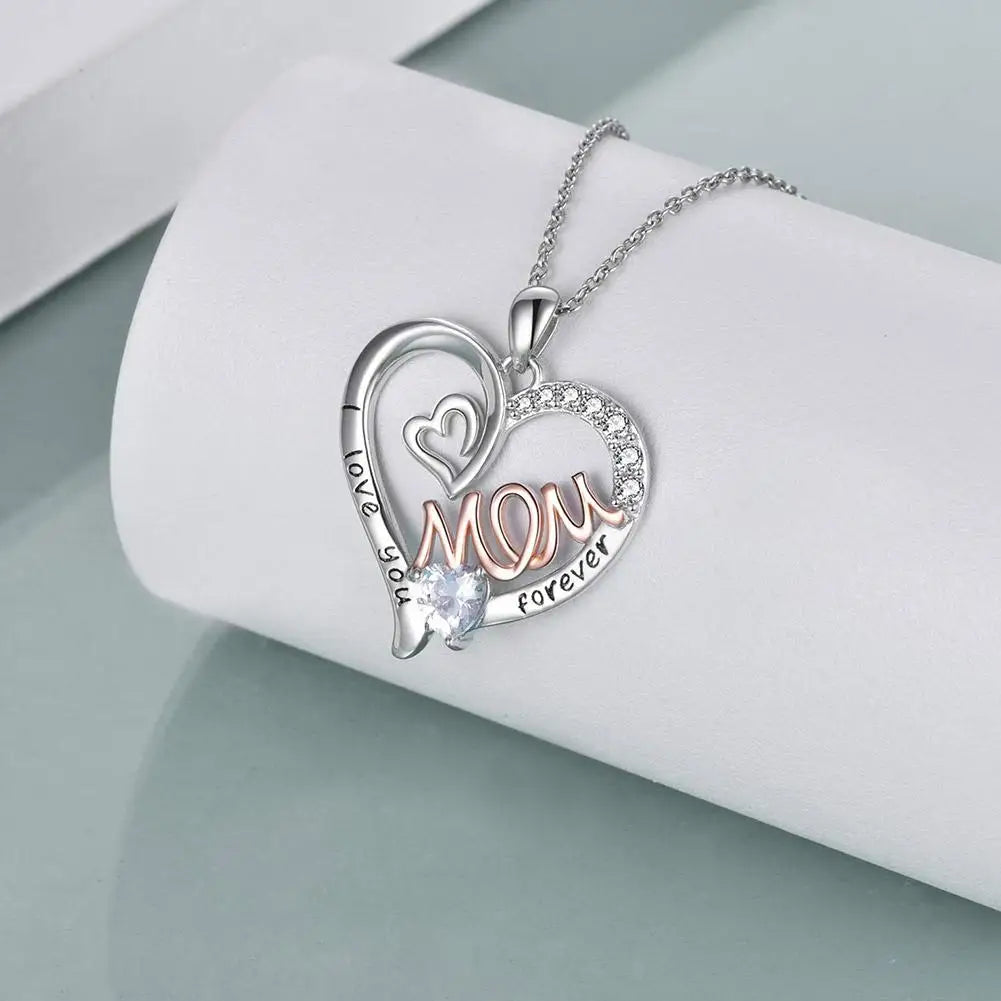 Collar con colgante de flor de amor para el Día de la Madre, cumpleaños, mamá, letra, chapado en oro, joyería de aleación plateada.
