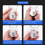 50cm Wire Rope Digital Padlock Password Code Security Lock Smart Combination Lock for Motorcycle Helmet Lock Extended Wire Rope