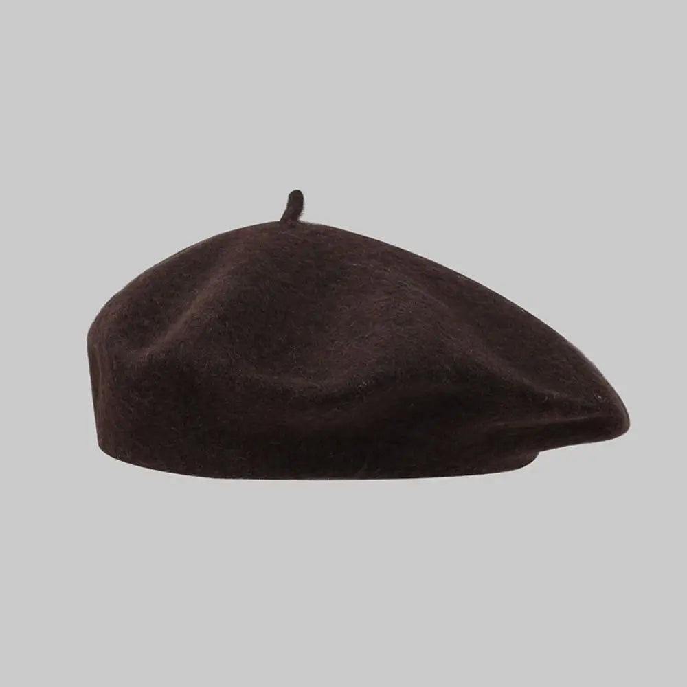 Fashion Warm Winter Wool Berets Hat Retro Solid Color French Artist Hat All Matched Elegant Plain Cap Lady