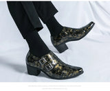 Fashion Buckle Leather Shoes For Men Big Size 46 Pointed Dress Shoes Man Quality Business High Heels Shoes Man chaussure hommes