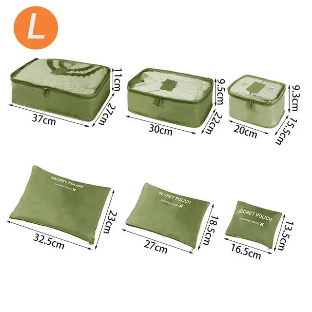 Large Size Travel Organizer Portable Suitcase Clothes Shoes Makeup Bag Luggage Storage Bag 6 Pcs 