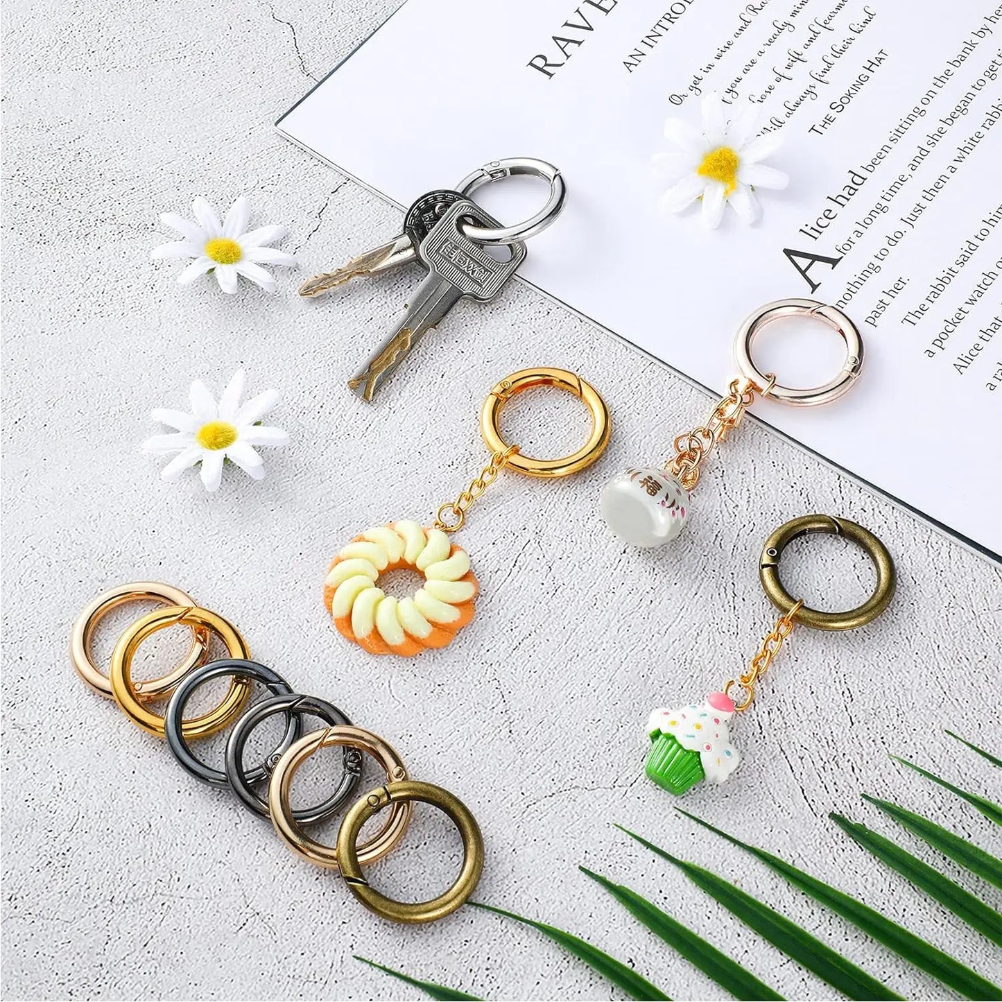 5pcs Metal O Ring Keyring Spring Buckles DIY Jewelry Openable Round Carabiner Keychain Clasp Bag Clips Snap Hook