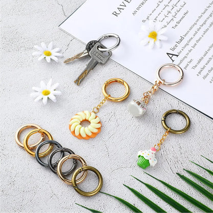 5pcs Metal O Ring Keyring Spring Buckles DIY Jewelry Openable Round Carabiner Keychain Clasp Bag Clips Snap Hook