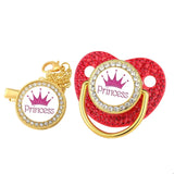 Personalized Baby Pacifier Clip Red Zircon Silicone Infant Teether Bpa Free Luxury Teether Newborn Holder 26 Letters 