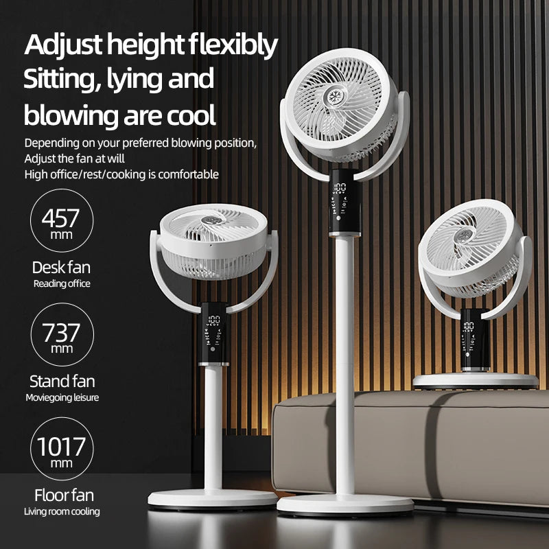Floor Circulating Fan 6000 mAh Large Capacity Camping Fan With Remote Control Rechargeable Floor-standing Fan Adjustable Height