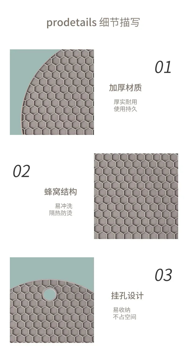 Silicone Round Teacup Mat Table Insulation Mat Dish Non-slip Placemat High Temperature Light Luxury Anti-scalding Casserole Mat