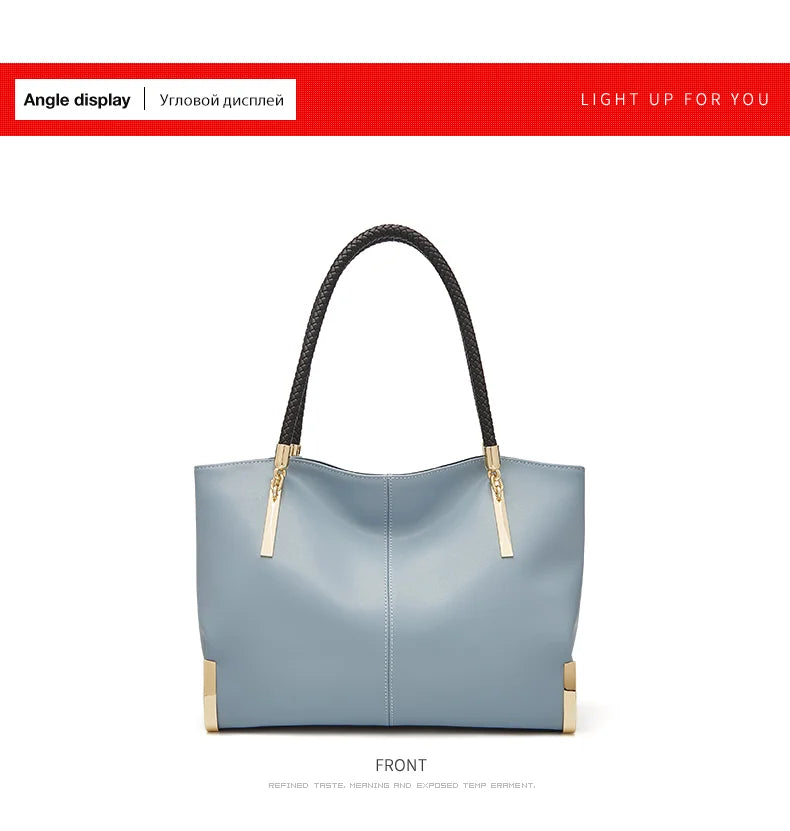 FOXER Genuine Leather Lady's Handbag Elegant Luxury Design Women Shoulder Bag Large Capacity Tote Bag Best Gift for Mom, Wife