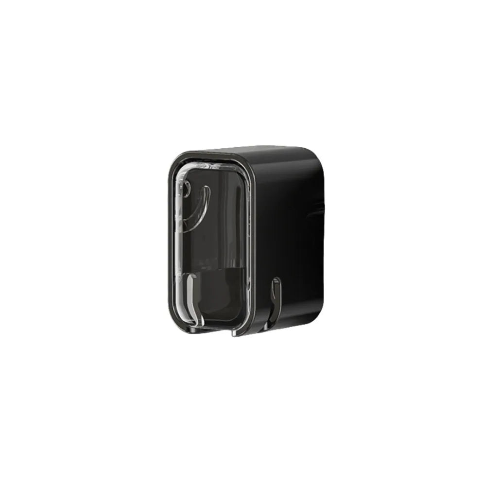 Suporte portátil para escova de dentes à prova de poeira com tampa basculante, fixação na parede e estojo de armazenamento.