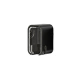 Suporte portátil para escova de dentes à prova de poeira com tampa basculante, fixação na parede e estojo de armazenamento.