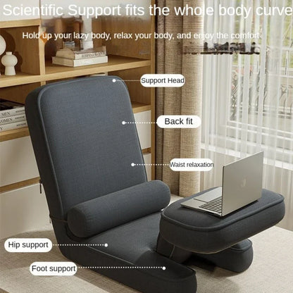 Sofá chaise longue ajustable 4 en 1, sofá cama de suelo, tumbona acolchada plegable de 15 posiciones con almohada.