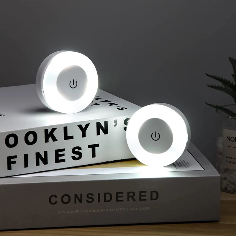 Energy Saving Led Touch Sensor Night Lights USB Rechargeable Magnetic Wall Light Room Aisle Bedroom Round Portable Night Lamp