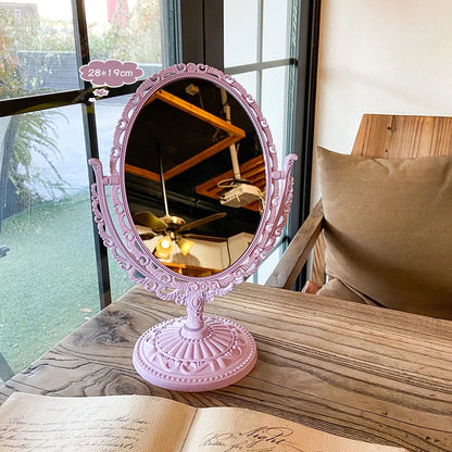 INS Korean Style Heart Shaped Cosmetic Mirror Acrylic Transparent Base Makeup Mirror Double Side Home Bedroom Desktop Mirror