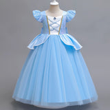 Disney Deluxe Elegant Cinderella Princess Ball Gown Fancy Birthday Cinderella Party Dress Vestidos Costume Play Carnival Apparel